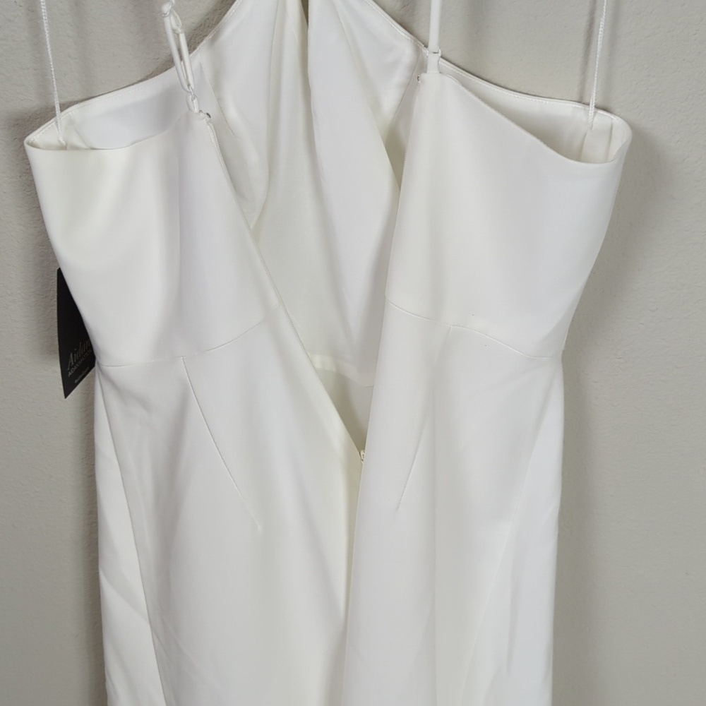 Aidan Mattox Halter A-Line Dress Womens 2 Bone White Ruffle Dress Dazzle 8 - Picture 15 of 16